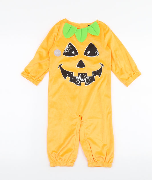 F&F Baby Orange  Polyester Babygrow One-Piece Size 18-24 Months  Pullover - Halloween Pumpkin