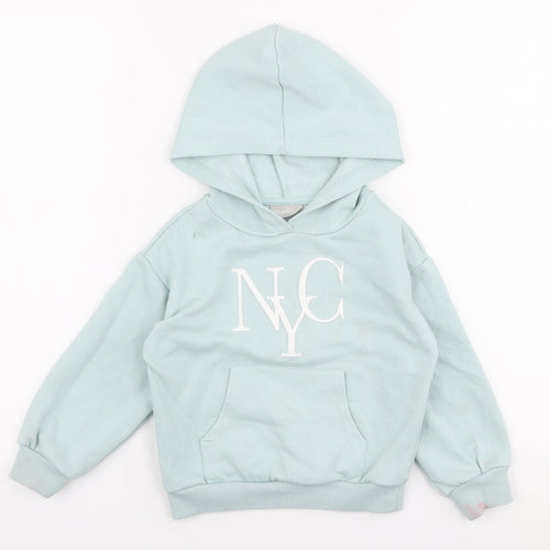 Matalan Girls Blue  Polyester Pullover Hoodie Size 4 Years  Pullover - NYC