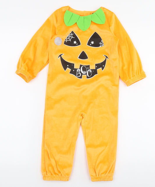 F&F Baby Orange  Polyester Babygrow One-Piece Size 24 Months  Pullover - Halloween Pumpkin