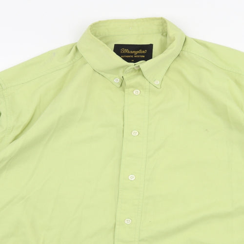 Wrangler Mens Green  Polyester  Button-Up Size M Collared Button