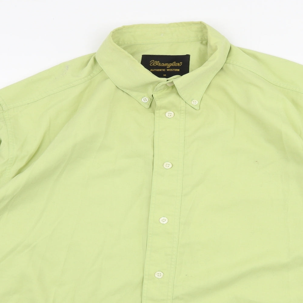 Wrangler Mens Green  Polyester  Button-Up Size M Collared Button