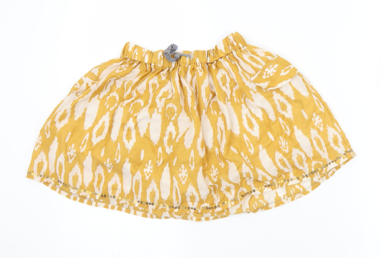 NEXT Girls Yellow Geometric Polyester A-Line Skirt Size 7 Years  Regular Drawstring