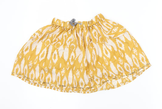 NEXT Girls Yellow Geometric Polyester A-Line Skirt Size 7 Years  Regular Drawstring