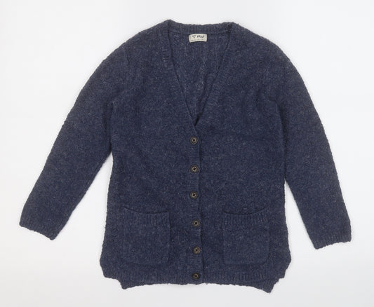 NEXT Girls Blue V-Neck  Acrylic Cardigan Jumper Size 7 Years