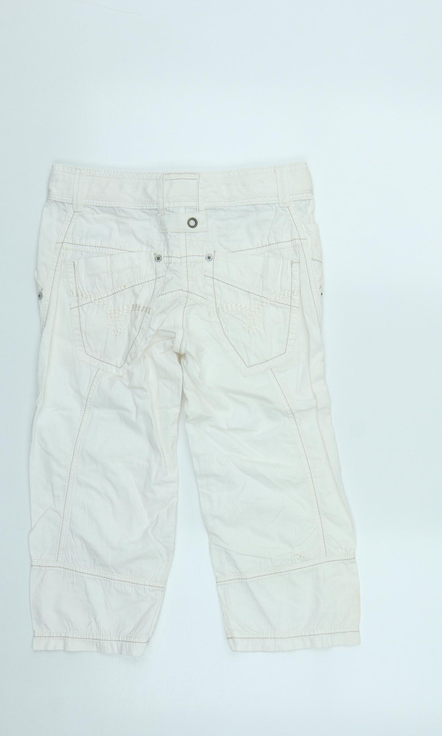 NEXT Girls White  Polyester Cropped Trousers Size 11 Years  Regular Zip