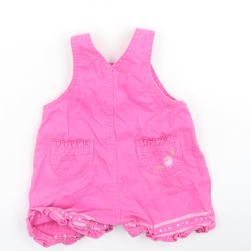 Adams Girls Pink Floral Cotton Dungaree One-Piece Size 3-6 Months