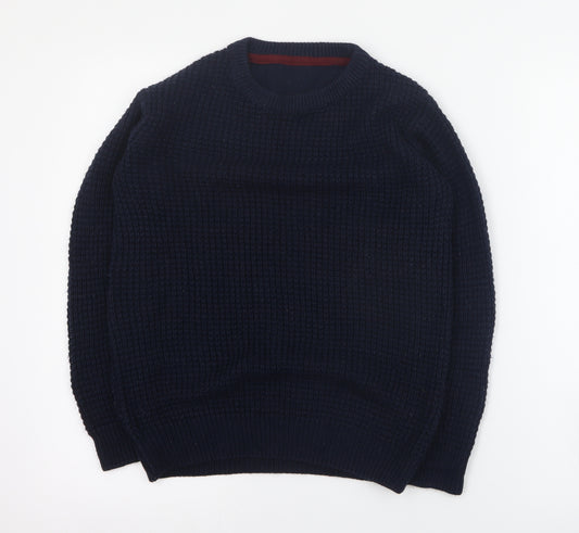 Dunnes Boys Blue Round Neck  Acrylic Pullover Jumper Size 6-7 Years  Pullover