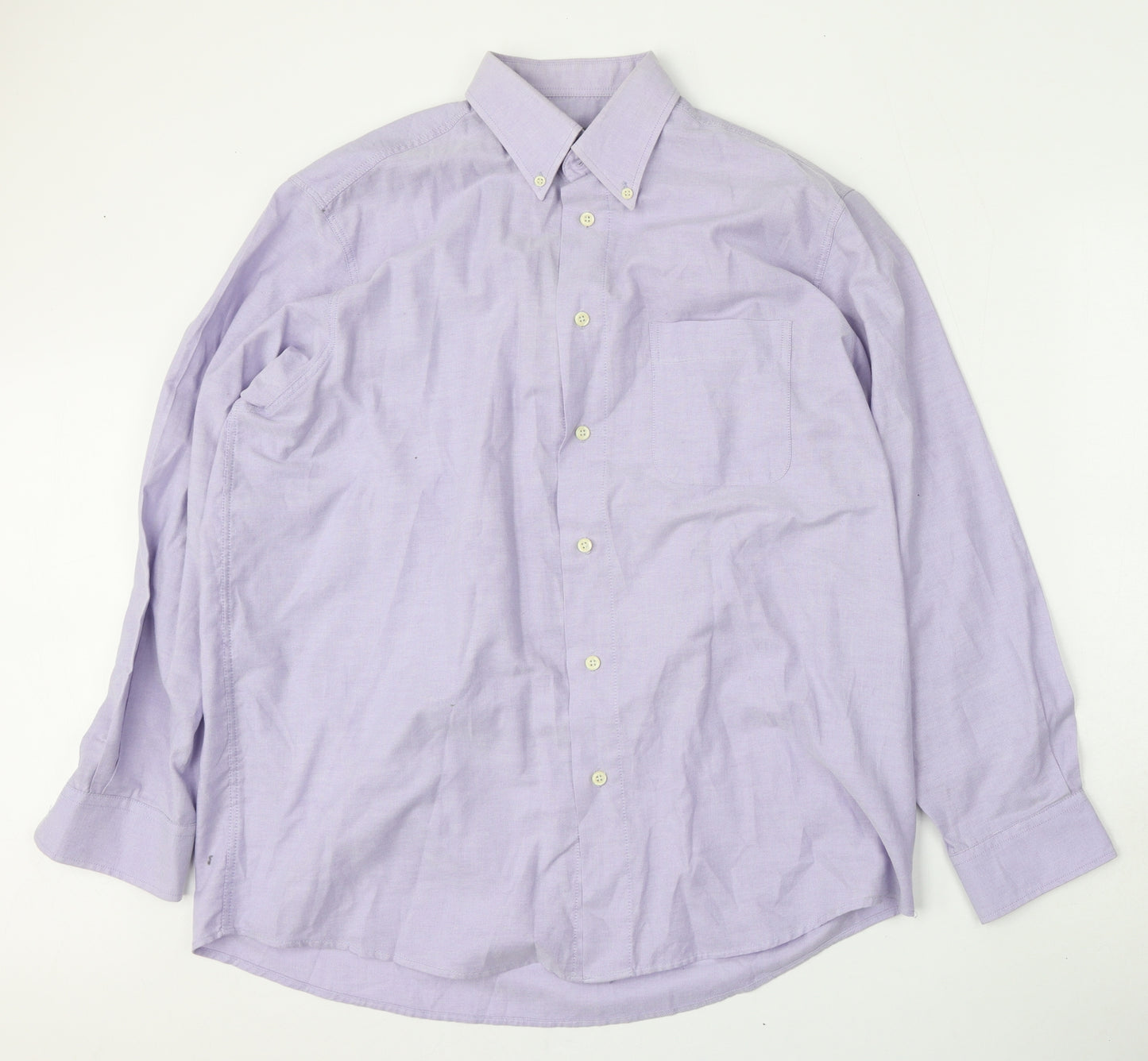 Designer Collection Mens Blue  Cotton  Dress Shirt Size 16 Collared Button