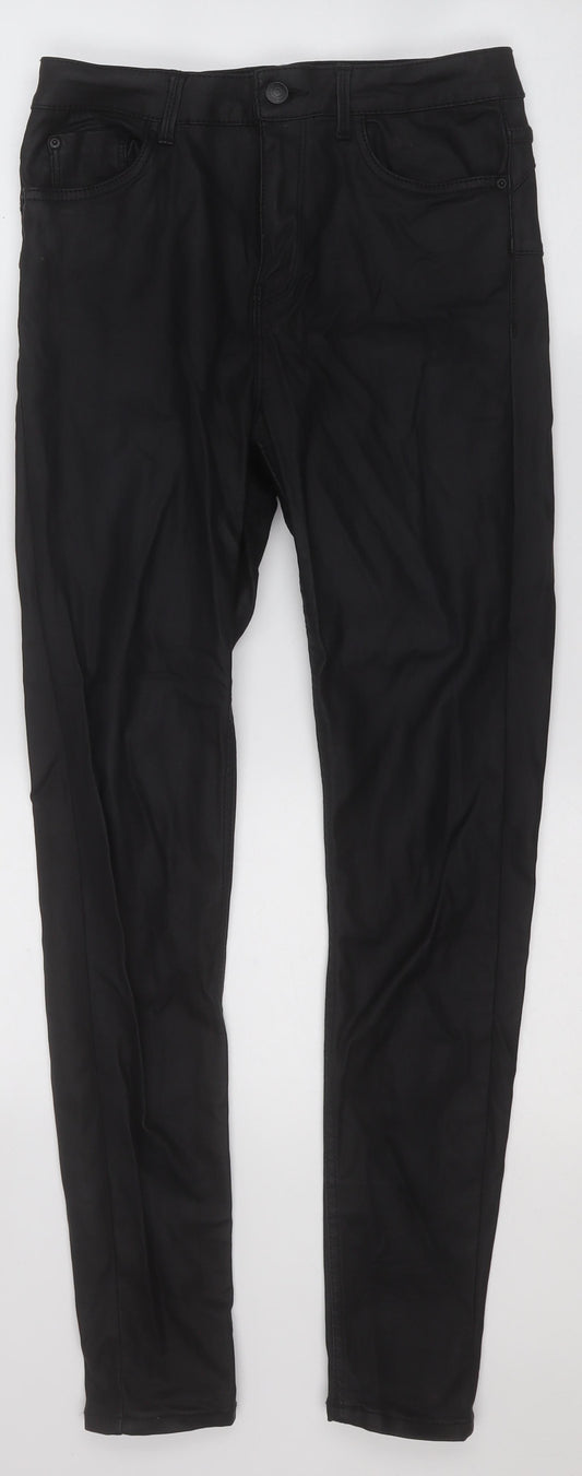 New Look Womens Black  Viscose Jegging Leggings Size 12 L29 in   - Pleather