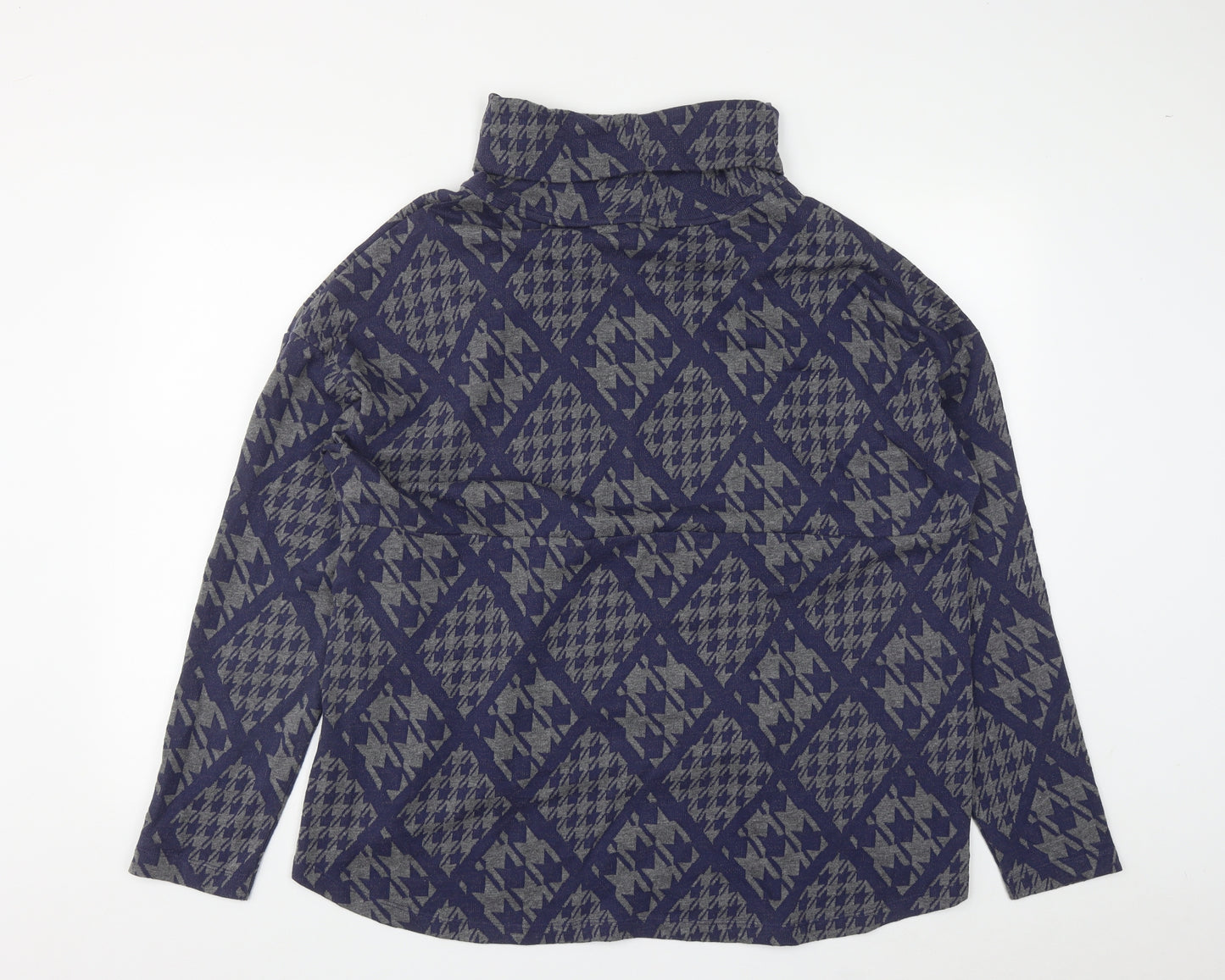 Hatley Womens Blue Roll Neck Geometric Cotton Pullover Jumper Size XL