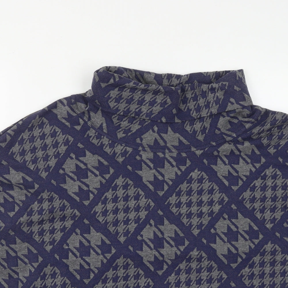 Hatley Womens Blue Roll Neck Geometric Cotton Pullover Jumper Size XL