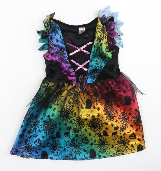 Preworn Girls Multicoloured  Polyester Ball Gown  Size 3-4 Years  Round Neck  - fancy dress