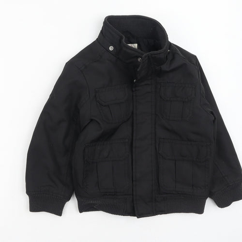 H&M Boys Black   Basic Coat Coat Size 4-5 Years