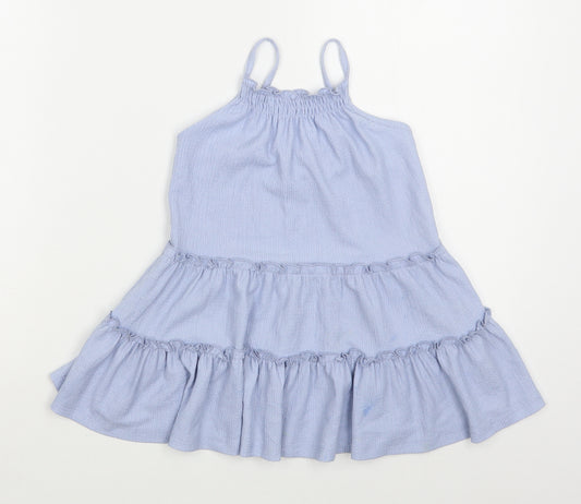 TU Girls Blue  Polyester Trapeze & Swing  Size 3 Years  Square Neck Pullover