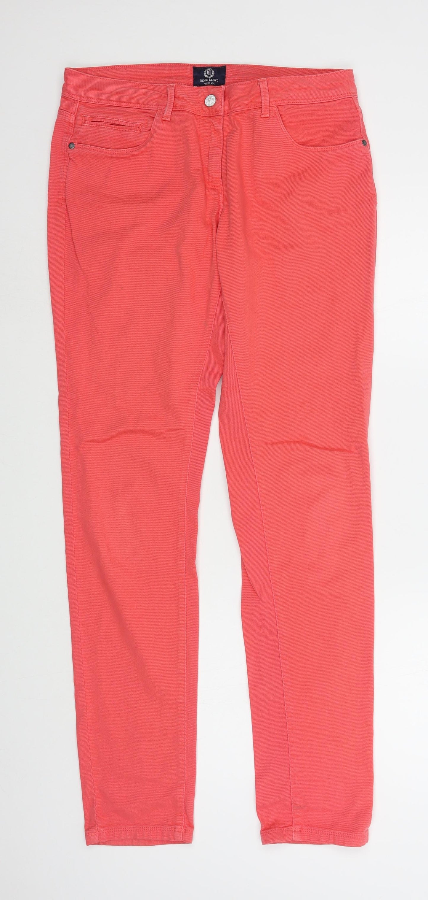 Henri Lloyd Womens Pink  Cotton Straight Jeans Size 30 in L31 in Regular Zip