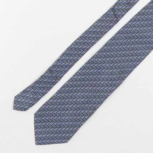 Tie Rack  Mens Blue Geometric Silk Pointed Tie One Size