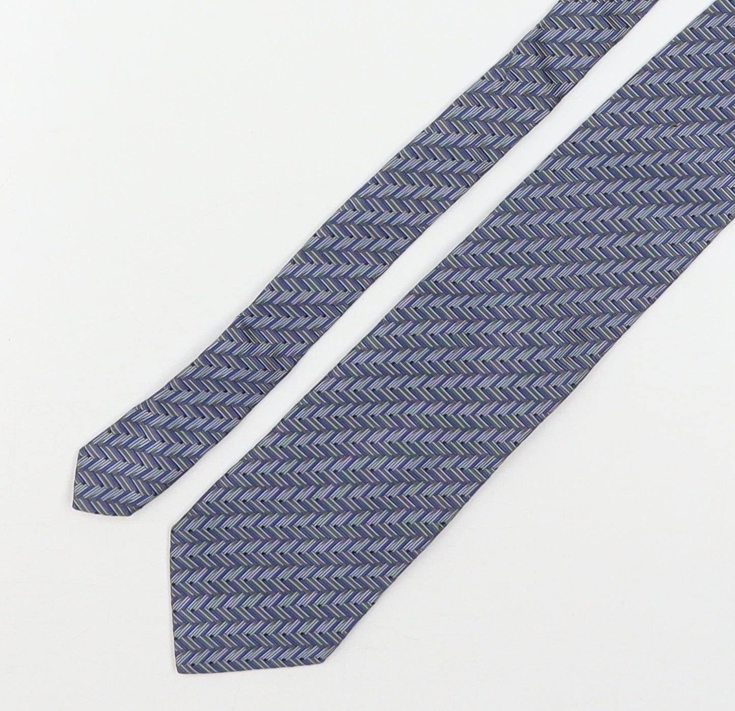 Tie Rack  Mens Blue Geometric Silk Pointed Tie One Size