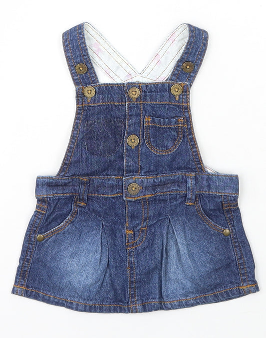 F&F Girls Blue  Cotton Dungaree One-Piece Size 0-3 Months  Button