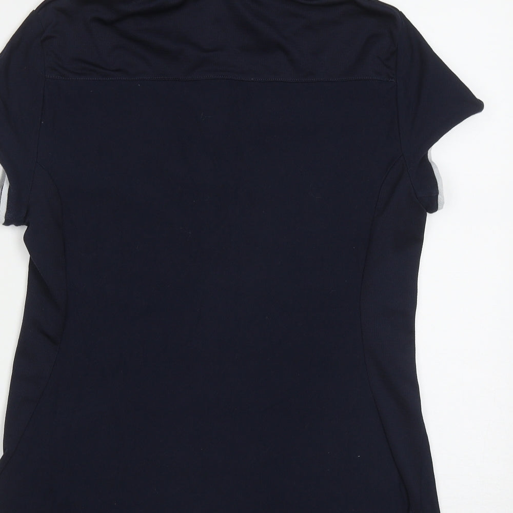 DECATHLON Womens Blue  Cotton Basic T-Shirt Size M Collared Button
