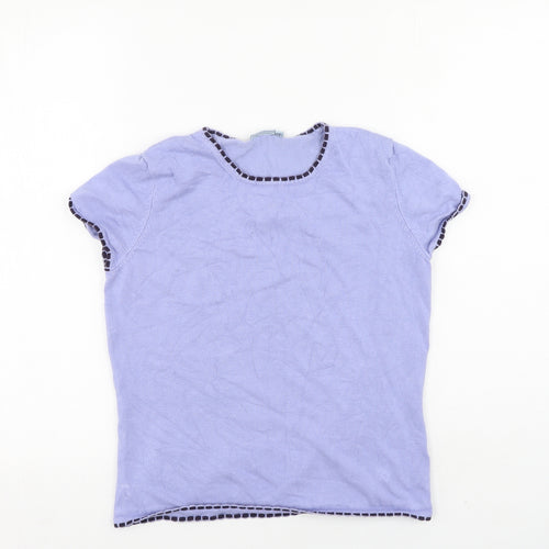 Anne Brooks Womens Purple  Viscose Basic T-Shirt Size 12 Round Neck