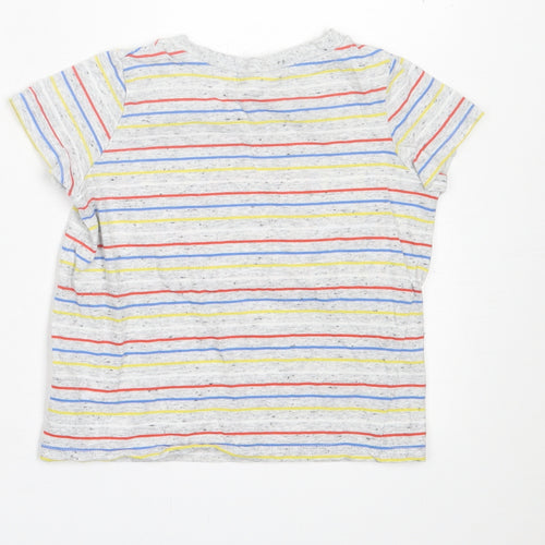 Seed Boys Multicoloured Striped Cotton Basic T-Shirt Size 3 Years Crew Neck Pullover