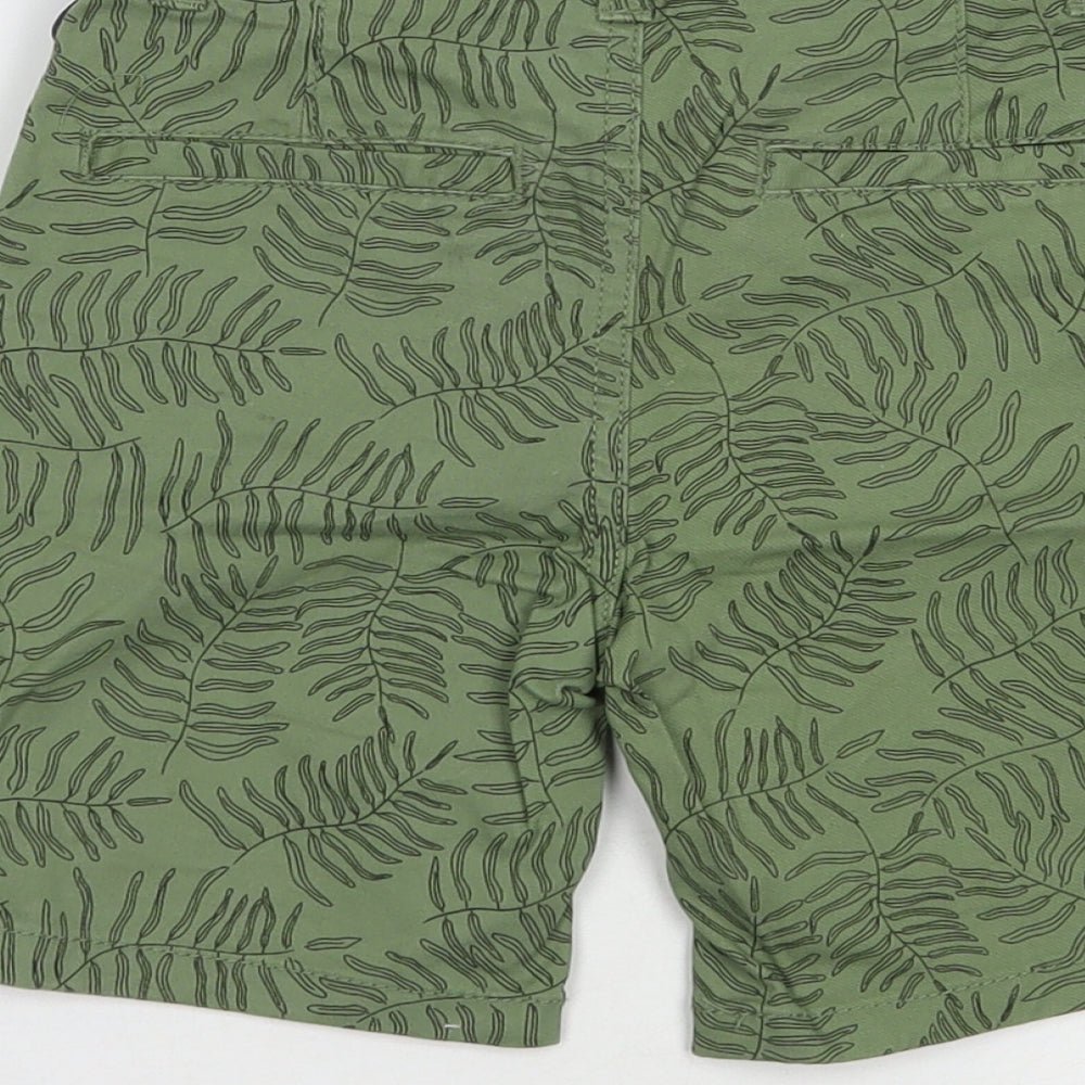 Denim Co. Boys Green Floral Cotton Chino Shorts Size 5-6 Years  Regular Buckle