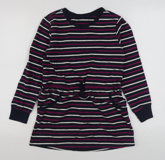 Lily&Dan Girls Multicoloured Striped Cotton T-Shirt Dress  Size 11-12 Years  Round Neck Pullover