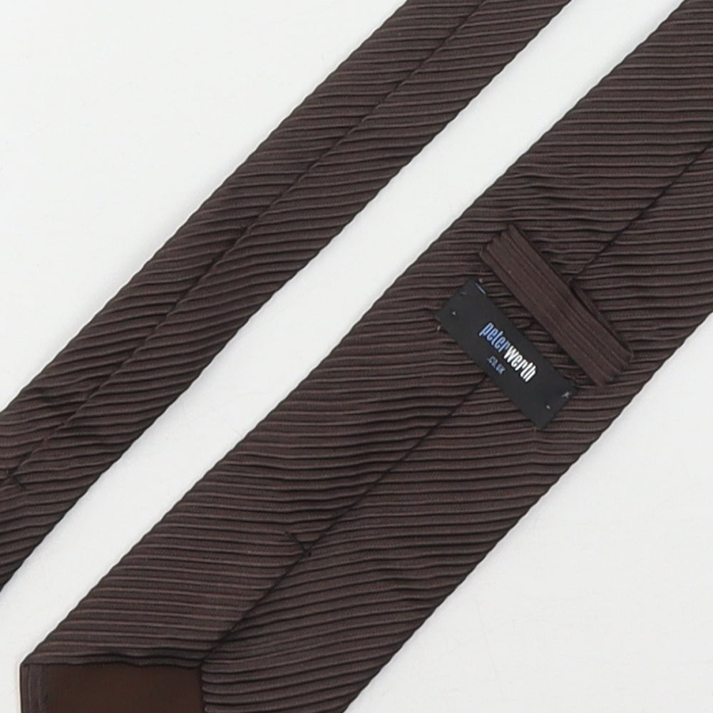 Peter Werth Mens Brown Striped Silk Pointed Tie One Size