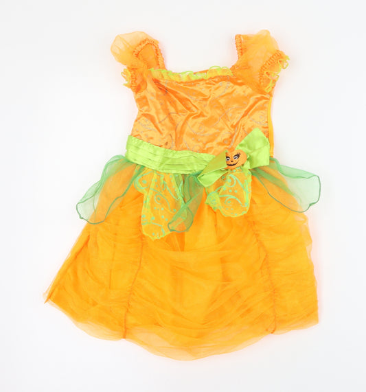 George Girls Orange  Polyester Tutu Dress  Size 3-4 Years  Square Neck Pullover - Halloween