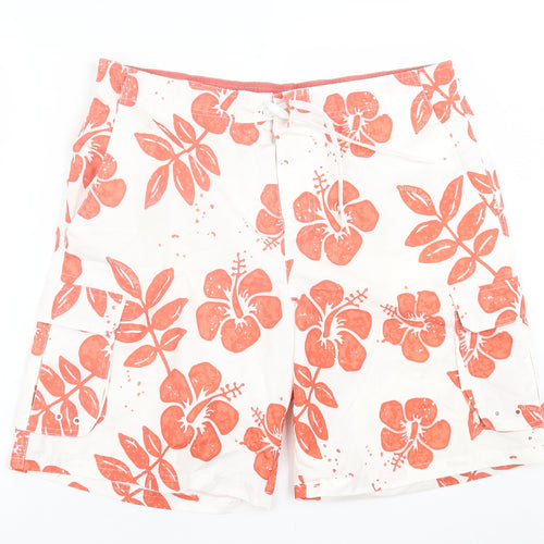 Ocean Pacific Mens Orange Geometric Polyester Sweat Shorts Size L L6 in Regular Tie