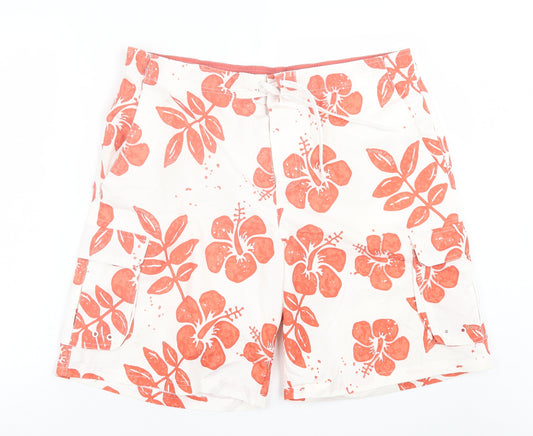 Ocean Pacific Mens Orange Geometric Polyester Sweat Shorts Size L L6 in Regular Tie