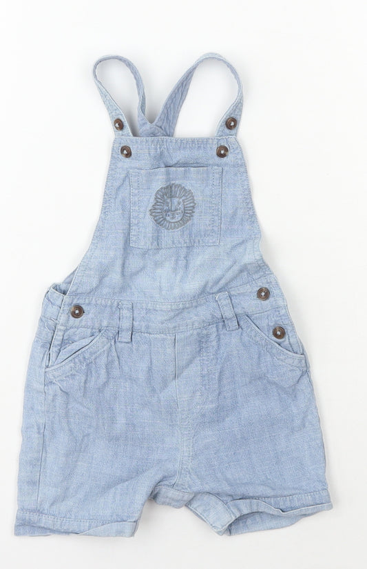 Marks and Spencer Baby Blue  Cotton Dungaree One-Piece Size 6-9 Months  Snap