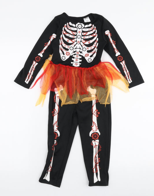 Peacocks Girls Multicoloured  Polyester Top One Piece Size 2-3 Years  Pullover - Halloween skeleton