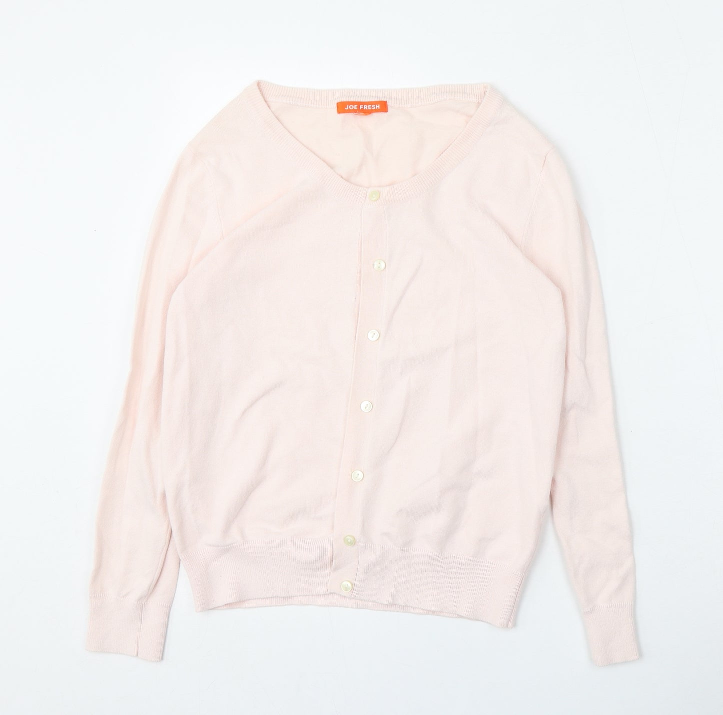 Joe Fresh Womens Pink Round Neck  Polyester Cardigan Jumper Size M