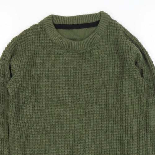 Dunnes Stores Boys Green Round Neck  Acrylic Pullover Jumper Size 8 Years