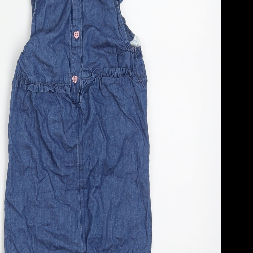 Dunnes Girls Blue Floral Cotton Romper One-Piece Size 6-9 Months  Button