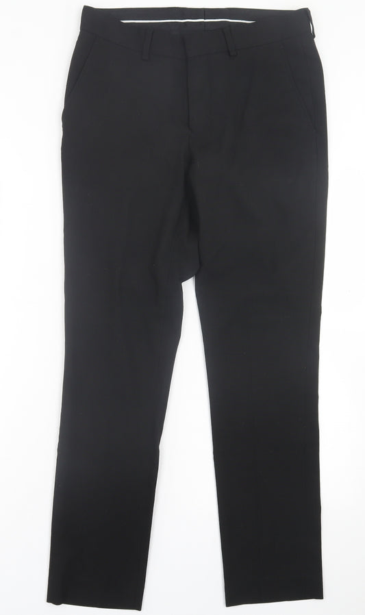 New Look Mens Black  Polyester Trousers  Size 30 L30 in Regular Hook & Eye
