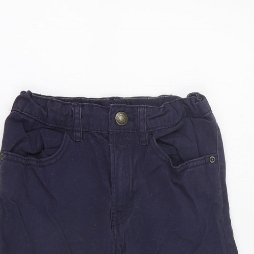 H&M Boys Blue  Cotton Chino Shorts Size 6 Years  Regular Snap