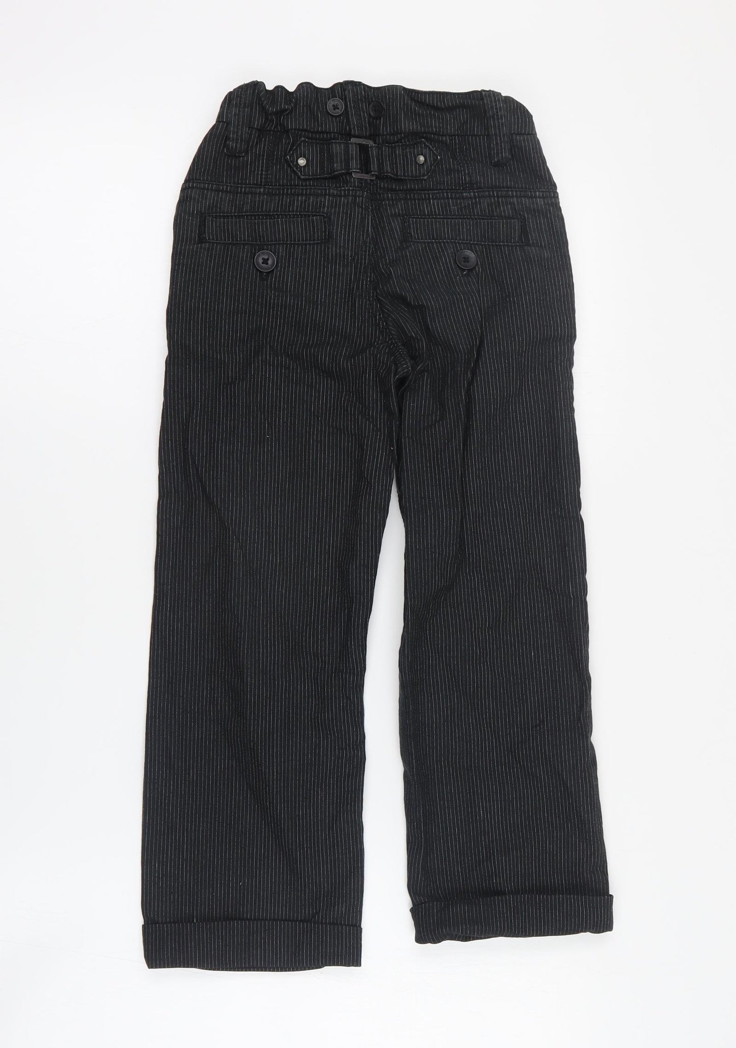 Okaidi Boys Black Striped Cotton Straight Jeans Size 8 Years  Regular Button