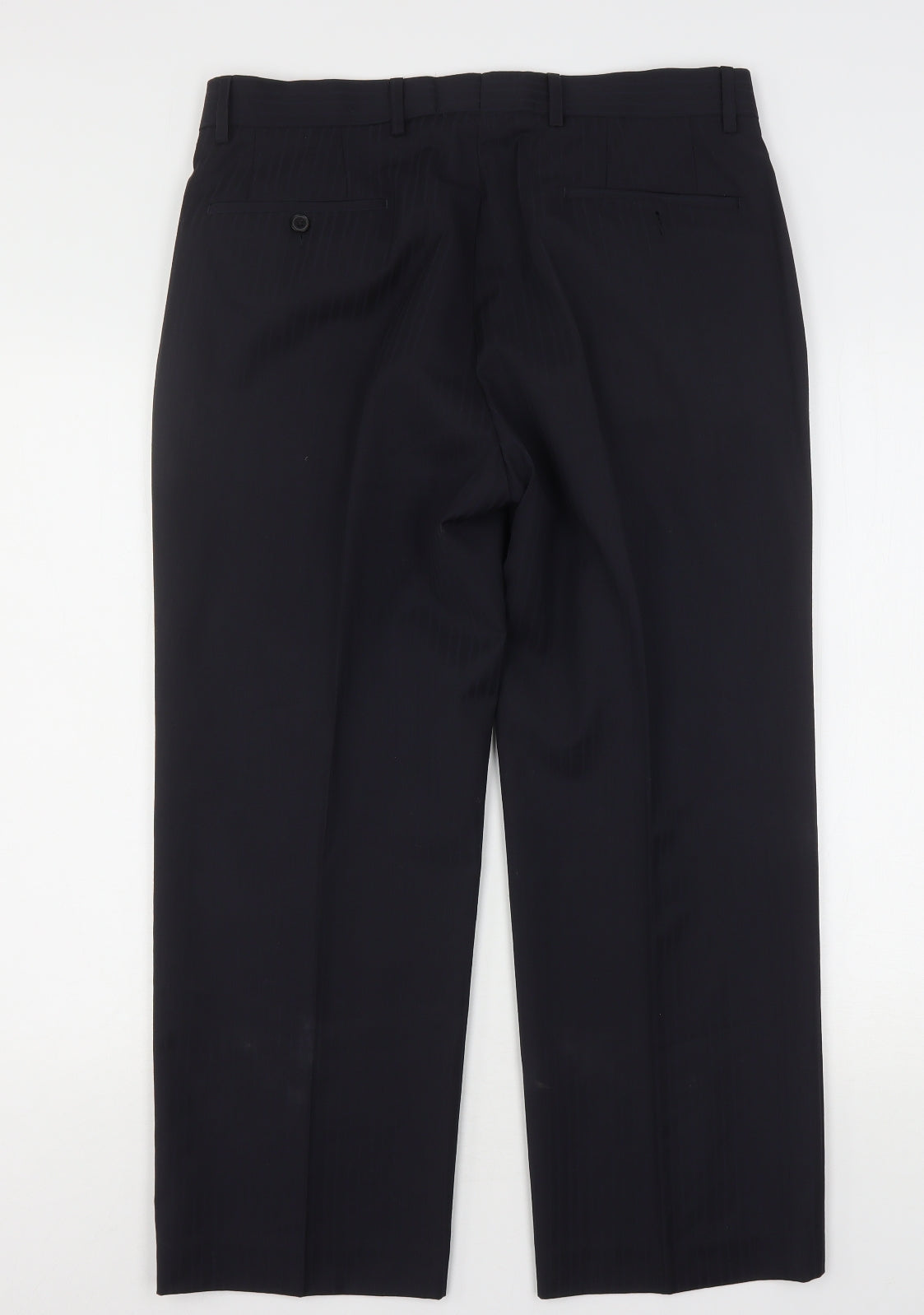 NEXT Mens Blue Striped Polyester Trousers  Size 34 L28 in Regular