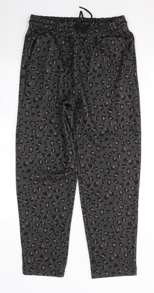 TU Womens Grey Animal Print Polyester Sweatpants Trousers Size 10 L26 in Regular Tie