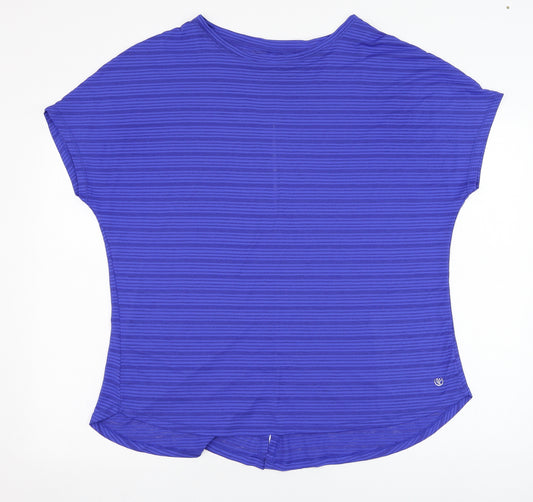 Dunnes Stores Womens Blue  Polyester Basic T-Shirt Size L Round Neck Pullover - Back slit