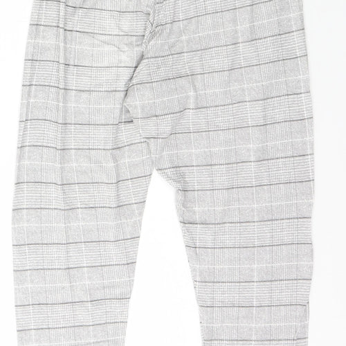 Boohoo Womens Grey Check Viscose Jegging Leggings Size 8 L24 in