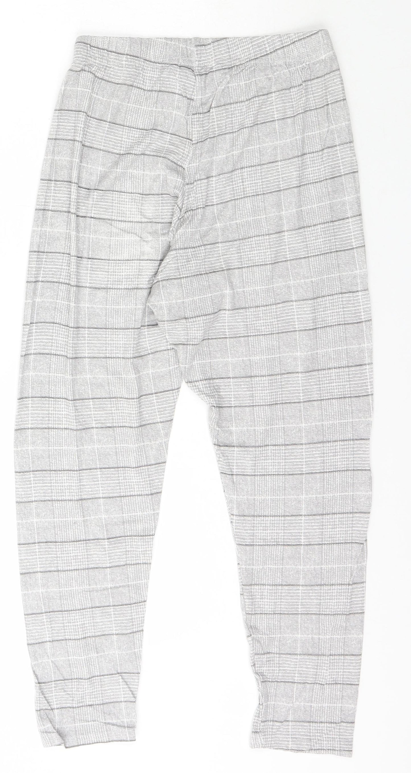 Boohoo Womens Grey Check Viscose Jegging Leggings Size 8 L24 in