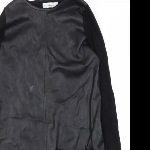 Zara Knit Womens Black  Polyester Shift  Size S  Round Neck