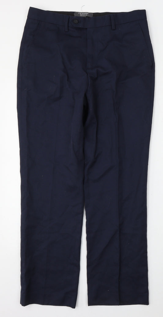Primark Mens Blue  Polyester Trousers  Size 32 L30 in Regular Button