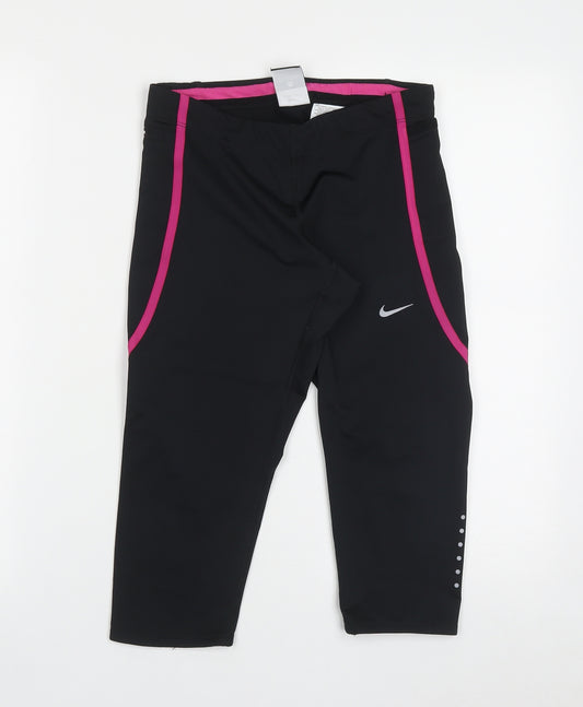 Nike Womens Black  Polyester Cropped Leggings Size S L17 in Regular Drawstring