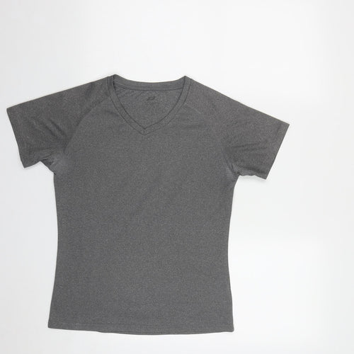 PRO TOUCH Womens Grey  Polyester Basic T-Shirt Size S V-Neck