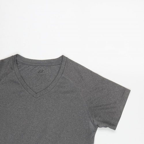 PRO TOUCH Womens Grey  Polyester Basic T-Shirt Size S V-Neck