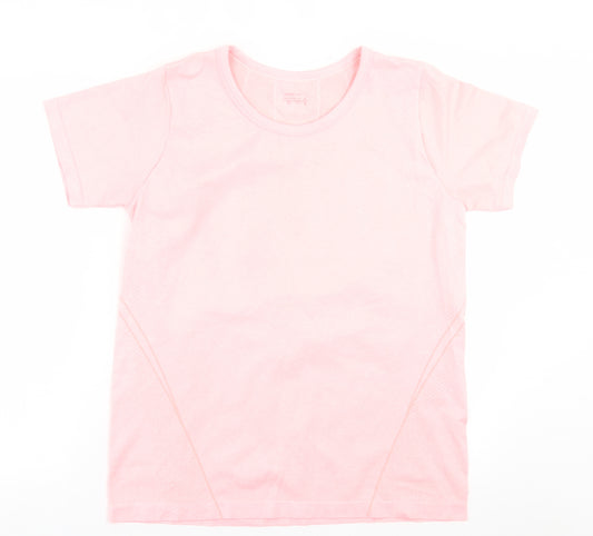 Dunnes Stores Womens Pink  Nylon Basic T-Shirt Size S Crew Neck Pullover